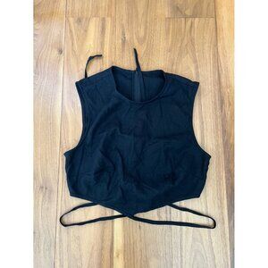 & Other Stories Black Linen Tie Crop Top Size 36